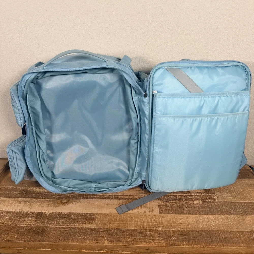 RP Travel Backpack Light Blue Multi-Compartment Travel Laptop Bag Expandable